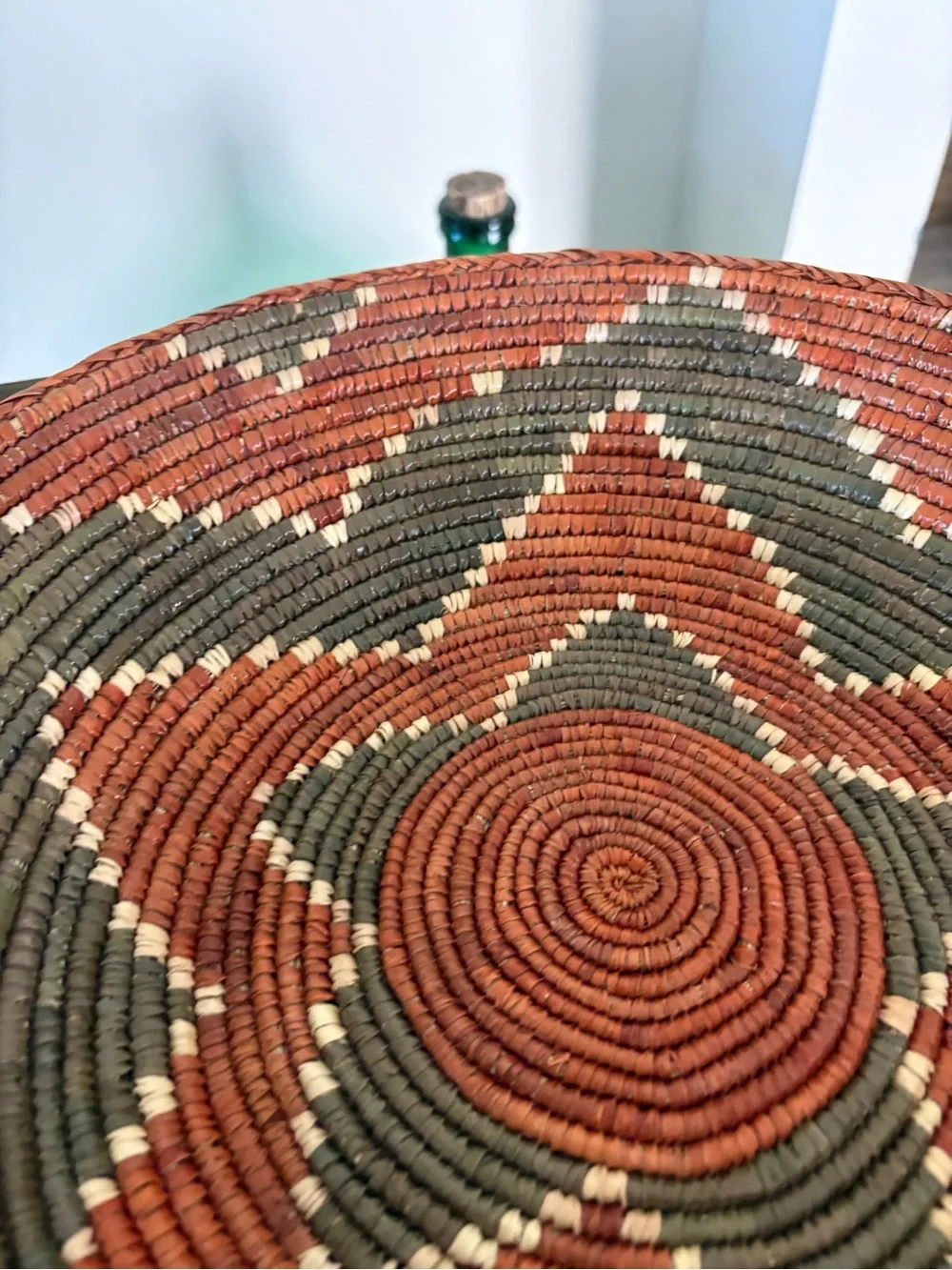 Handwoven Orange and Olive Star Pattern Decorative Basket - Home Accents
